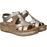 Rieker - Sandalen - Goud - Leer - Sleehak - Klittenbandsluiting