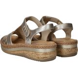 Rieker - Sandalen - Goud - Leer - Sleehak - Klittenbandsluiting