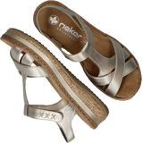 Rieker - Sandalen - Goud - Leer - Sleehak - Klittenbandsluiting