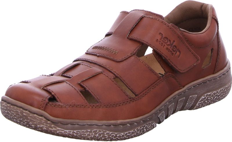 Rieker 03578 Gaucho - Slippers - Bruin - Losse Binnenzool - Klittenbandsluiting