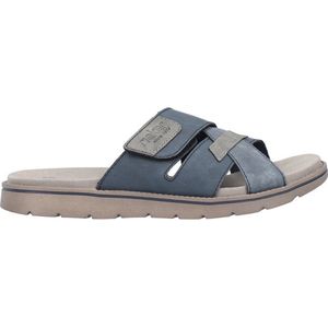 Rieker - Slipper 24350-14 - Blauw - Leer - Verstelbare Kruisbanden