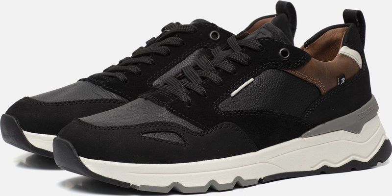 Rieker - Evolution - Sneakers - Zwart - Leer - Rits- en Vetersluiting