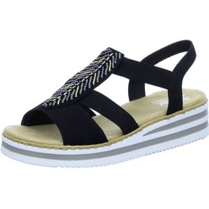 Rieker Plateausandale, Sommerschuh, Sandalette, Plateauabsatz, mit kontrastfarbener Naht