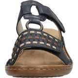 Rieker - Slippers - Donkerblauw - Sleehak - Klittenbandsluiting