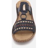 Rieker - Slippers - Donkerblauw - Sleehak - Klittenbandsluiting