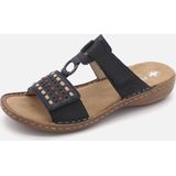 Rieker - Slippers - Donkerblauw - Sleehak - Klittenbandsluiting
