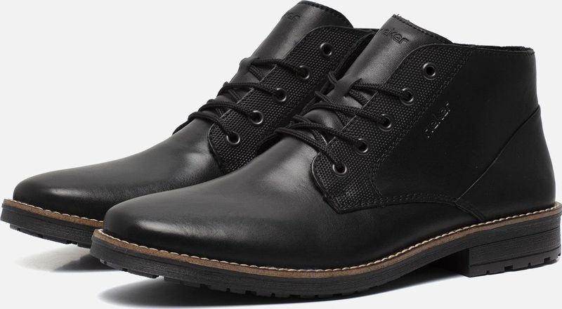 Enkellaarsjes - Zwart - Veterschoenen - Blokhak - Zachte Bovenlaag