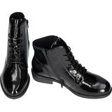 Veterlaarsjes - Effen - Leer - Blokhak - Ronde Neus