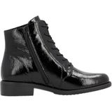 Veterlaarsjes - Effen - Leer - Blokhak - Ronde Neus