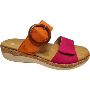 Remonte - Slippers - Oranje/Pink - Sleehak - Verwisselbaar Voetbed