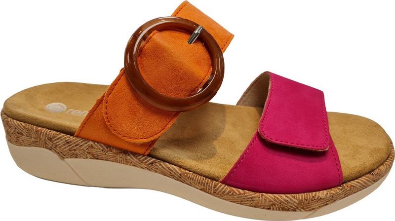Remonte - Slippers - Oranje/Pink - Sleehak - Verwisselbaar Voetbed