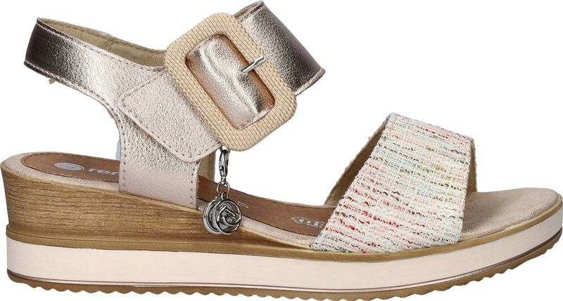 Remonte - Dames Sandaal - Imitatieleer - Zwart - Verstelbare Enkelband