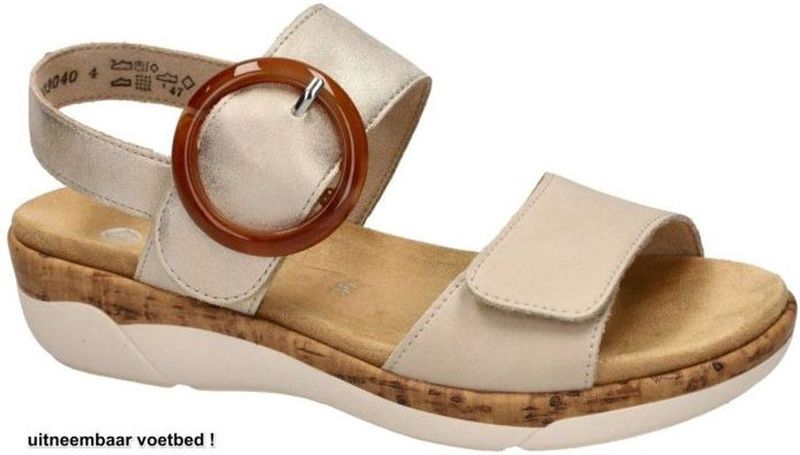 Remonte - Dames - Sandalen - Beige - Goud Metallic - Comfortabel en Verstelbaar