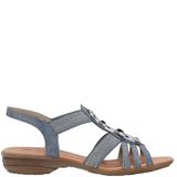 Remonte - Sandalen - Lichtblauw - Sleehak - Elastische Band