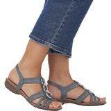 Remonte - Sandalen - Lichtblauw - Sleehak - Elastische Band