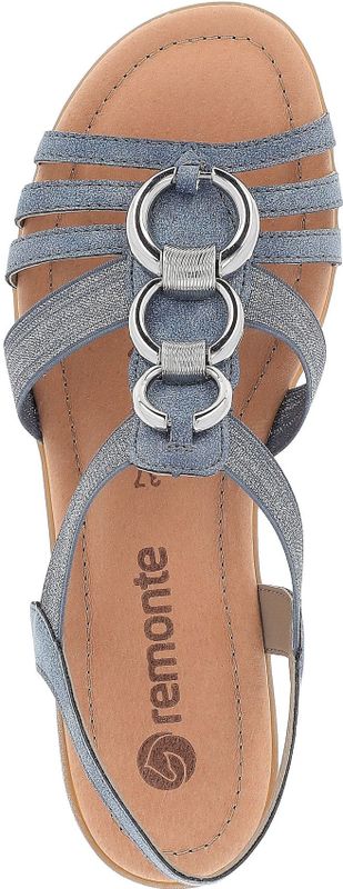 Remonte - Sandalen - Lichtblauw - Sleehak - Elastische Band