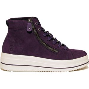 Remonte - Elisabeth Hurley-Collection - Sneakers - Aubergine - Hoogtop - Vetersluiting