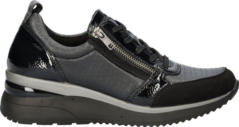Remonte - Dames Sneaker - Zwart - Textiel en Imitatieleer - Rits Sluiting