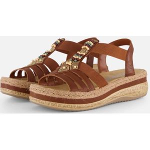Rieker - Dames Sandalen - Zwart - Imitatieleer - Antistress Voetbed