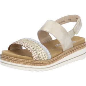 Sandaal - Color-Blocking - Leer - Velcro Sluiting - Middelhoge Sleehak