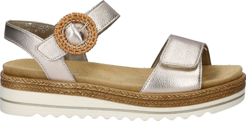 Remonte - Dames Sandalen - Roze-Goud Metallic - Plateauzool