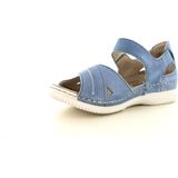 Rieker - V7474 - Damessandalen - Blauw - Extra Breed - Bovenmateriaal van Echt Leer