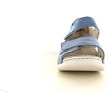 Rieker - V7474 - Damessandalen - Blauw - Extra Breed - Bovenmateriaal van Echt Leer