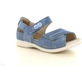 Rieker - V7474 - Damessandalen - Blauw - Extra Breed - Bovenmateriaal van Echt Leer