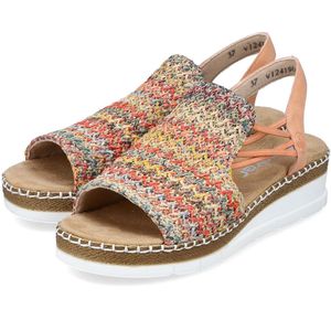 Rieker dames sleehak sandalen V1241-90 multi/apricot