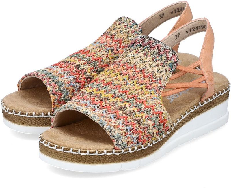 Rieker - Veelkleurige Sleehak Sandalen - Textiel - Lichtgewicht Zool
