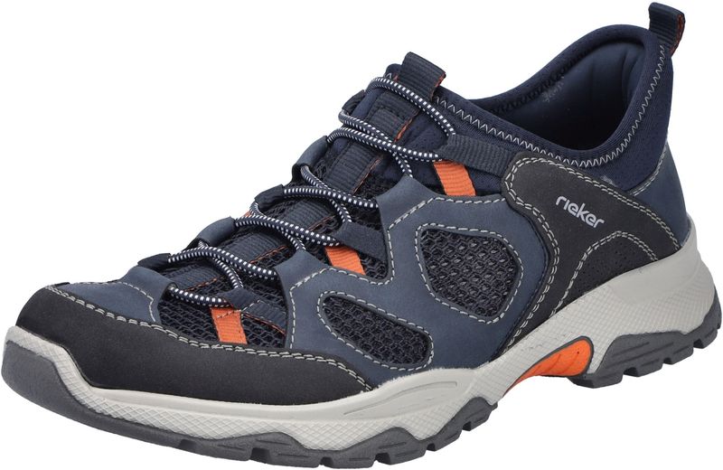 Rieker - Slip-on Sneakers - Jeansblauw/Zwart - Elastisch - Laag