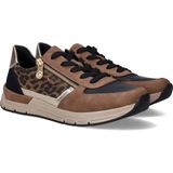 Rieker - Dames Sneakers - Bruin - Kunstleer - Luipaardprint