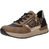 Rieker - Dames Sneakers - Bruin - Kunstleer - Luipaardprint