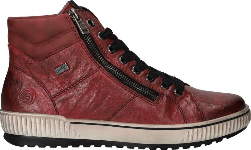 Remonte - Hoge Sneaker - Rood - Leer/Textiel - Waterafstotend