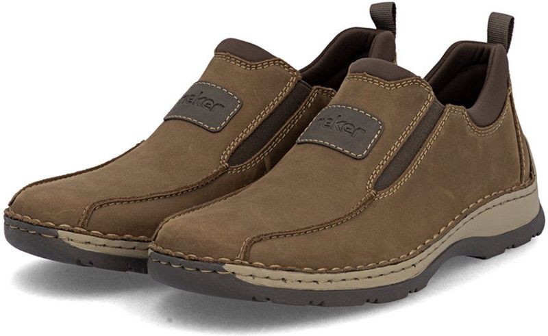 Slipper - Bruin - Leer/Synthetisch - Instapschoen met Stretchinzetstukken