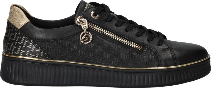 Zwart/goudkleur - Sneakers - Ritssluiting - Plateau - Laag
