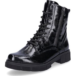Veterboots - Zwart - Glanzend - Ritssluiting - Blokhak
