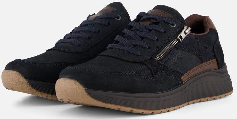 Rieker - Sneakers - Zwart - Rubber - Rits- en Vetersluiting