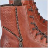 Rieker - Veterlaarsjes - Cognac - Blokhak - Schachtprint - Ritssluiting