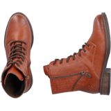 Rieker - Veterlaarsjes - Cognac - Blokhak - Schachtprint - Ritssluiting