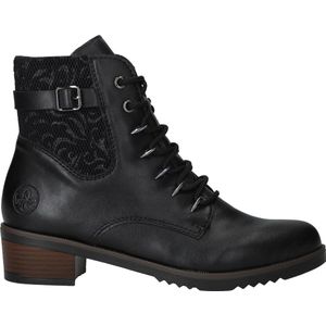Rieker Veterlaarsjes - Zwart - Veterschoenen - Blokhak - Binnenrits