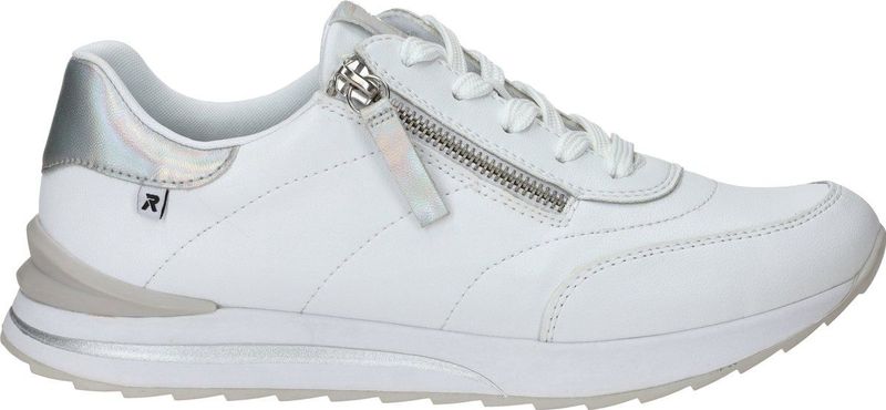 Rieker - Sport Sneakers - Wit - Leer - Vetersluiting en Ritssluiting