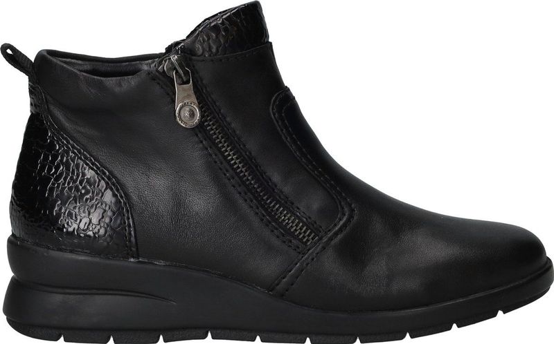 Rieker - Dames Enkellaars - Zwart - Leer - Fake Fur Voering