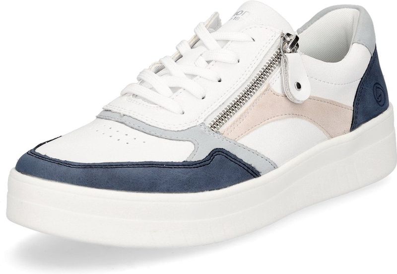 Remonte - Dames - Sneakers - Wit - Leder/Nubuck - Plateauzool