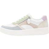 Remonte - Plateausneakers - Vrijetijdsschoen - Wit/Pastelkleuren - Vetersluiting