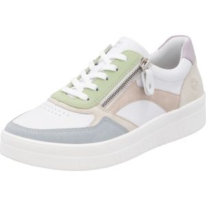 Remonte - Plateausneakers - Vrijetijdsschoen - Wit/Pastelkleuren - Vetersluiting