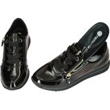 Zwart/goudkleur - Sneakers - Sleehak - Ritssluiting - Unikleur met Inzet