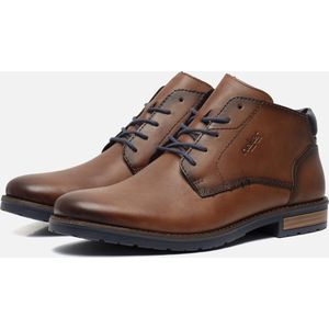 Veterboots - Bruin/donkerblauw - Zachte Binnenzool - Vetersluiting - Blokhak