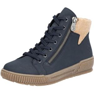 Rieker - N0709 - Veterlaarzen - Blauw - Comfortabele Breedte - Uitneembare Binnenzool
