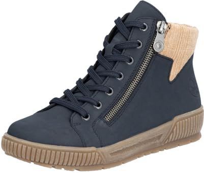 Rieker - N0709 - Veterlaarzen - Blauw - Comfortabele Breedte - Uitneembare Binnenzool